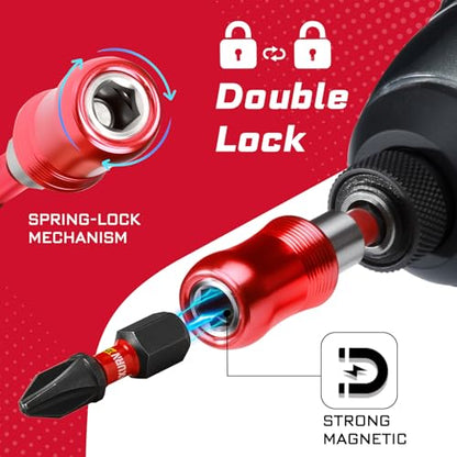 Geinxurn 12” Impact Screwdriver Bit Holders, 5PCS Magnetic Extension Quick-Change Socket Drill Bit Holder Cr-V SteelHex Shank Quick Release Drill Bit Guide - size: 12"