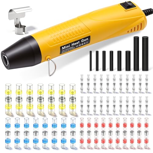 200PCS Heat Shrink Solder Seal Wire Connectors Kit with Mini Heat Gun, Solder Stick Wire Connectors Waterproof Wire Electrical Connector Kit for Marine, Automotive, Boat, Truck (26-10 Gauge) - size: 200PCS