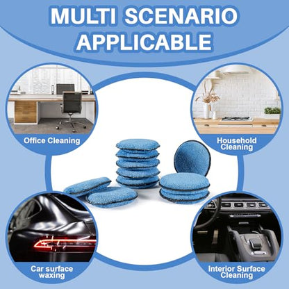 Sukh 12 Pack Microfiber Applicator Pads - 4.72 Inch Car Wax Applicator Pads | Round Blue Foam Sponges for Car Waxing, Buffing and Fine Polishing, Ultra Soft High Density Auto Detailing Supplies Set - color: Blue