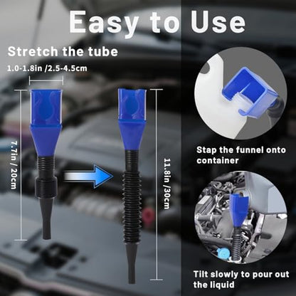 Premium Flexible Oil Funnel for Automotive Use - 5Pack Leakproof Plastic Funnel with Hose for Easy Oil Changes, Small Funnels Kit | Durable and Versatile Design for Cars, Trucks, and DIY Mechanics - color: A3
