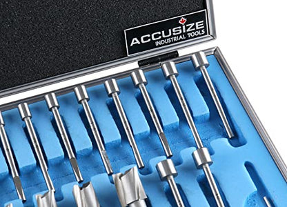 Accusize Industrial Tools 21 Piece Metric H.S.S. Interchangeable Pilot Counterbore Set, Straight Shank, 8.5-16.5 mm, 3620-0122 | 8.5 - 16.5mm, 21 Pc Metric HSS Interchangeable Pilot Counterbore Set, Straight Shank - size: Metric, style: Interchangeable pi