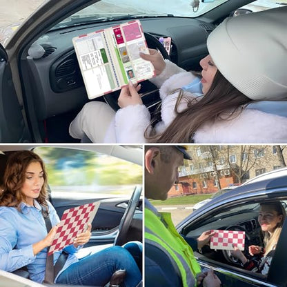 Car Registration and Insurance Holder, with Magnetic Closure for License, Cards and Documents, All Vehicle Needs and Car Accessories (Plaid-Pink) - color: Plaid-Pink