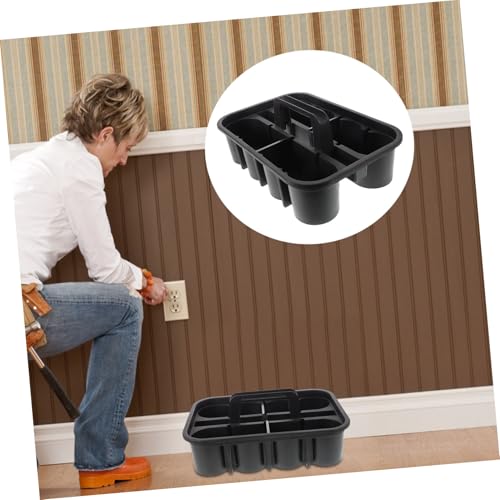 Happyyami Sturdy Plastic Storage Tray Organizer with Handle for Car Cleaning Tools Divided Tote Bin for Art Craft Supplies Makeup Bathroom Durable Stylish Cleaning Supplies Basket