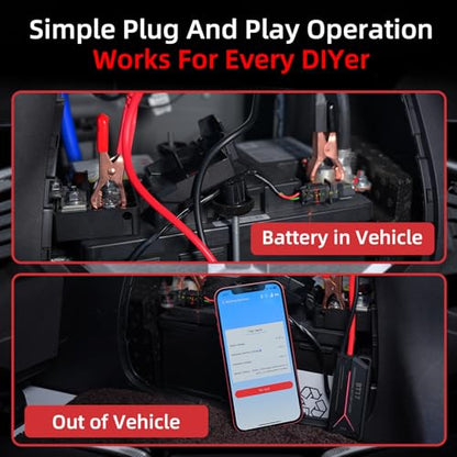 Professional 12V-24V Battery Tester, Precise Battery Testing, Internal Resistance/SOH/SOC, Wireless APP, 25 Languages, 12V-24V Batteries, CCA/DIN/EN/IEC/GB/SAE/BCI/MCA/CA/JIS