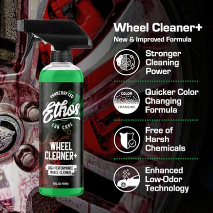 Ethos Wheel Cleaner Spray - Iron Remover Car Detailing - Rim Cleaner Spray Brake Dust, Iron Remover - Color Change Technology - Professional Strength Formula - Brake Dust Remover - color: 16 oz (1-Pack)
