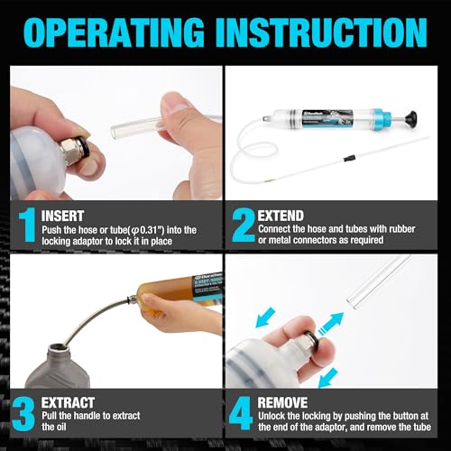 DURATECH 500CC Fluid Extractor, Oil Extractor with Long Hose and Extension Tubes, Brake Fluid Extractor, Fluid Pump Automotive, Suction Pump for Lawn Mowers Cars Ships Golf Carts - size: 500CC