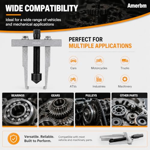2 Jaw Bearing Puller 30mm-90mm Adjustable Gear Puller Tool - Heavy Duty Slim Leg Remover for Timing Chain, LS Crankshaft & Narrow Spaces - Compatible with 2000 GMC & Small Automotive Gears
