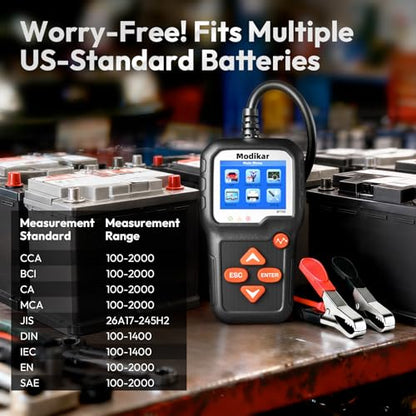 6V 12V Car Battery Tester, 100-2000 CCA Alternator Tester, BT705 | Automotive Battery Load Tester, Digital Battery Checker for Car SUV Motorcycle Golf Carts Lawn Mower Marine RV and Truck - style: BT705 6V & 12V