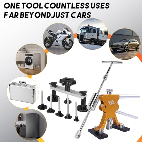 Super PDR Paintless Dent Repair Kit - Professional Puller with 100W Glue Gun LED Line Board and 64 Tabs T-Bar Slide Hammer - Auto Bodywork Tool Set for Car Door Ding Removal and Hail Damage