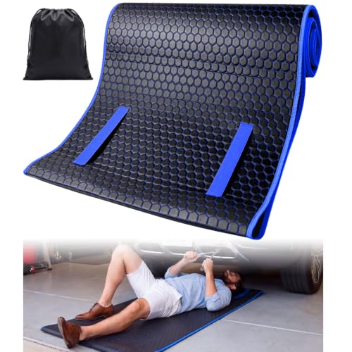 Rolling Mechanic Creeper Mat for Low Profile Cars with Storage Bag | Padded Automotive Under Car Repair Pad, Portable For Garage Ground, Gravel, Roadside, Camping, Kneeling, Pet, RV, SUV, Truck - color: Blue