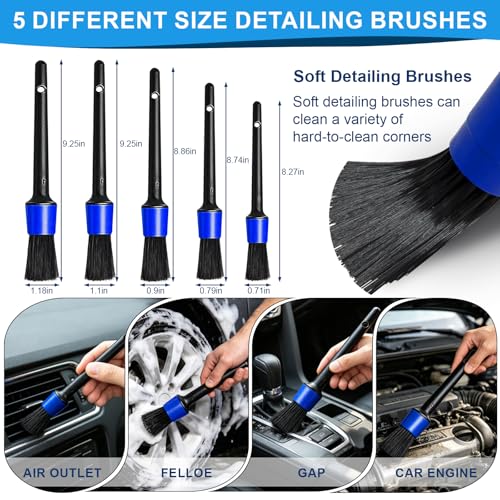 26PCS Car Detailing Kit, Car Detailing Brush Set, Car Cleaning Kit, Auto Detailing Tools for Interior Exterior Wheels, Professional Car Wash Accessories with Windshield Cleaning Tool and Storage Bag