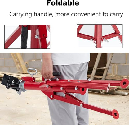 2PCS Pipe Jack Stand, Heavy Duty Pipe Stand, 4-Ball Transfer, 2500LB Jack Stands Carbon Steel with Portable Folding Legs 28-52 Inch Height Adjustable 1/8"-12" Capacity - color: Red | 4 Ball Transfer