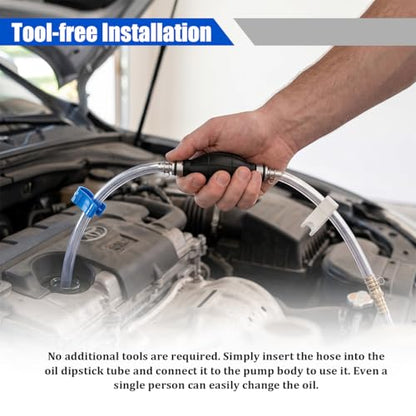 Car Gasoline Siphon Hose Pump, Manual High-Flow Vehicle Oil Gas Transfer Pump with PVC Hose, Portable Automotive Hand Fuel Siphon for Petrol Water Diesel, Universal for Vehicles