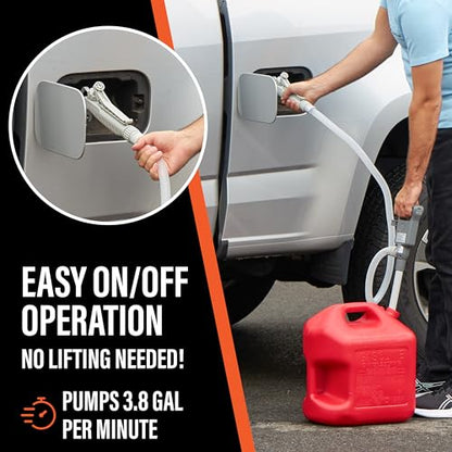 DEWAY Automatic Fuel Transfer Pump with Nozzle for Quick Flow Control & Stop, Powerful A Battery Powered with USB-C, 51 Inch Extra Long Hose Fits All Size Cans, Portable Pump Transfers - 3.8 Gal/Min - style: Hand-Trigger Nozzle
