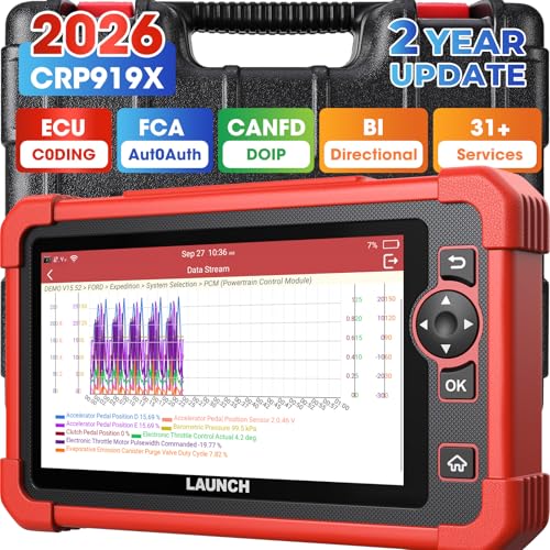 LAUNCH X431 CRP919X Car Scanner, ECU Coding OBD2 Scanner Diagnostic Tool, 2026 Bi-Directional Scan Tool, CANFD/DoIP/FCA SGW, 35+ Reset,Active Test,All-in-One Full System Diagnostic Scanner,2Yrs Update