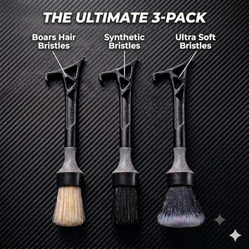 Detailing Brush Set 3 in 1 Patent Pending in House Design from Proper. Detail Automotive Interior or Exterior, get Professional Results with Proper Detail Brushes Car Detailing - 3 Pack - color: 3 Pack - Multi
