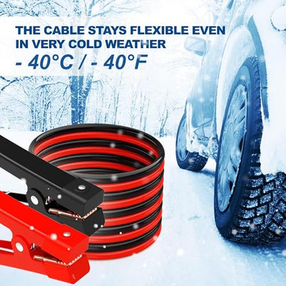 Heavy Duty Jumper Cables,0 Gauge 25 Feet Booster Battery Cable,Automotive Wires with Alligator Clips,600D Fabric Carrying Bag,Safety Gloves and Iron Brush for Cars Truck - size: 0 Gauge 25 feet (Standard)