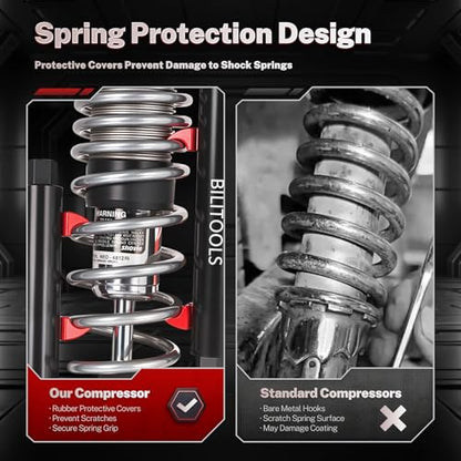 BILITOOLS Motorcycle Shock Spring Compressor Set, Pair for Rear Coil & ATV | Heavy-Duty Pair with 17mm Wrench & 7 Spring Protectors for Safe, Balanced Coil Spring Removal and Installation on Motorcycles