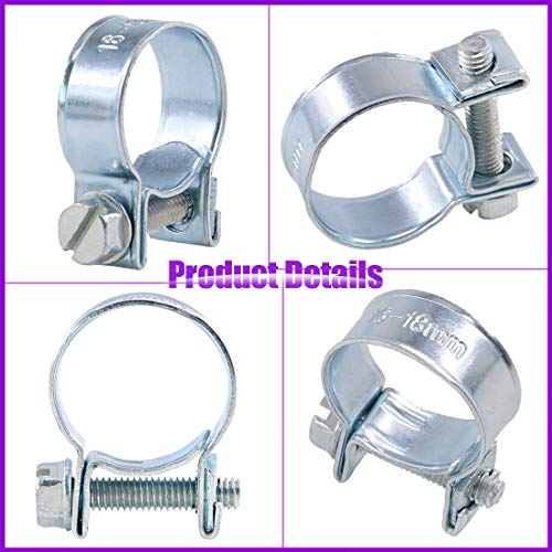Swpeet 92Pcs 10 Sizes Zinc Plated Mini Fuel Injection Line Style Hose Clamp Assortment Kit Perfect for Automotive, Agriculture, Plant & Construction