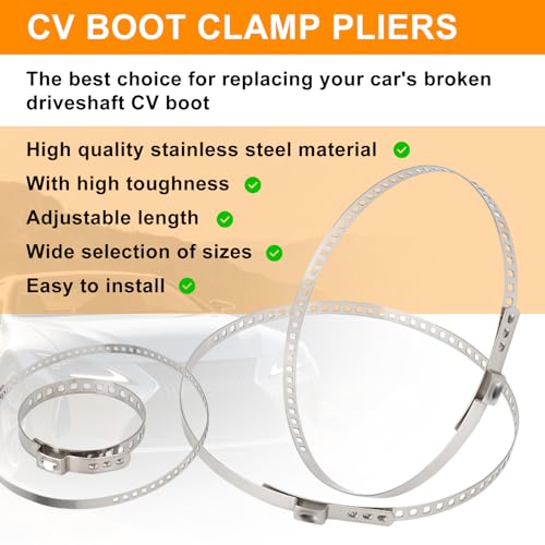 CV Boot Clamp Pliers Kit with 32 Clamps | Stainless Steel Clamps, CV Boot Tool, Banding Pliers, Universal Application, 32 Pieces