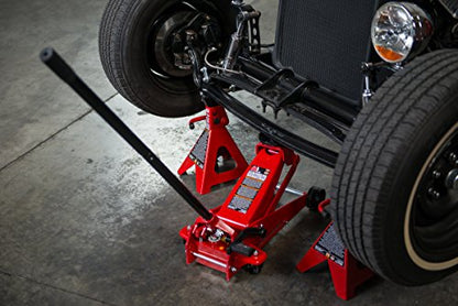 BIG RED T46202 Torin Steel Jack Stands: 6 Ton (12,000 lb) Capacity, Red, 1 Pair - size: 6 Ton, style: Basic Style