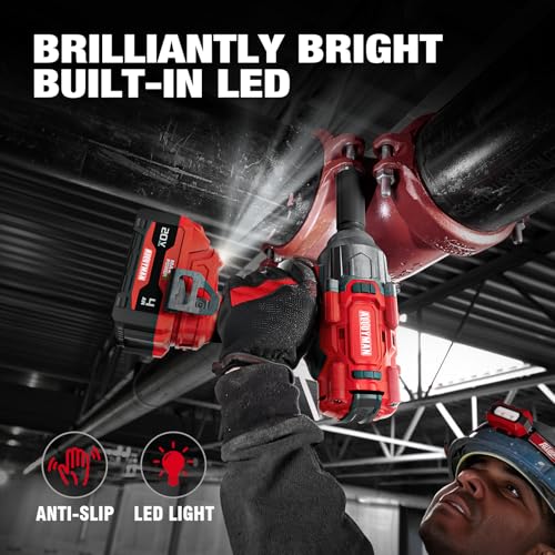 Alloyman Cordless Impact Wrench, 1475Ft-lbs (2000N.m) 1/2 High Torque Brushless Impact Gun, 20V Power Impact Driver, 2*4000mAh Battery,3 Sockets, Brushless Motor Variable Speeds for Car/Truck RV/Mower - style: 1475Ft-lbs /2x Battery