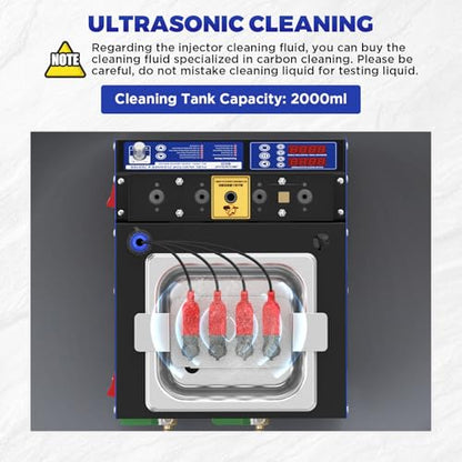 MR CARTOOL V308 Injector Cleaner Machine 4-Cylinder, 110V Injector Cleaner Tester Machine Heated Ultrasonic Fuel System Injection Cleaning Kit for Gasoline Car Motorcycle - size: V308