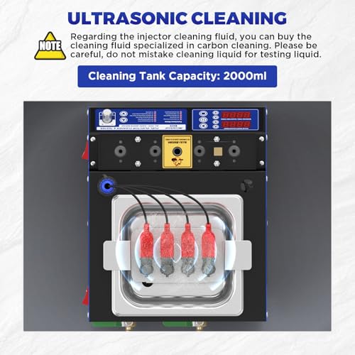 MRCARTOOL V308 Fuel Injector Cleaner Machine with Pulse Ultrasonic Cleaning | 2L Heated Cleaning Tank, 4 Cylinder Tests for Leaks, Uniform, Spray Pattern & Flow, Fixes Misfires Rough Idle for Cars motors - size: V308