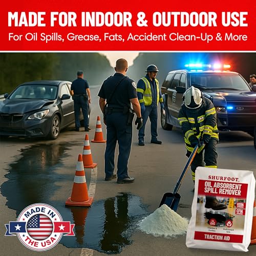 SHURFOOT 25lb Non-Slip Oil Absorbent - Provides Ice Traction & Vapor Suppression - Spill Control for Blood, Water & Oils - USDA Approved - Floor Dry Absorbent Odorless - Fire-Safe & Dustless - size: 25 LB