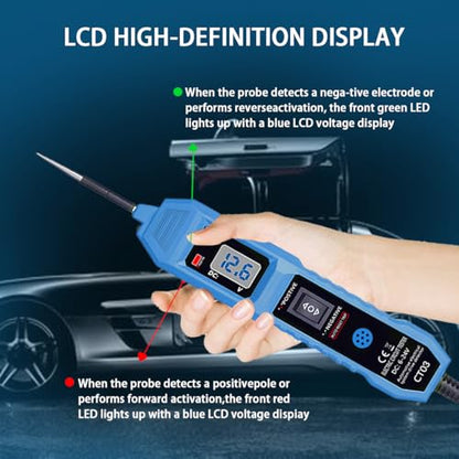 CT03 Power Circuit Tester, 6-24V DC Test Light Short Circuit, Automotive Component Electrical Polarity Identify Continuity Tester, Overload Protection - color: Blue