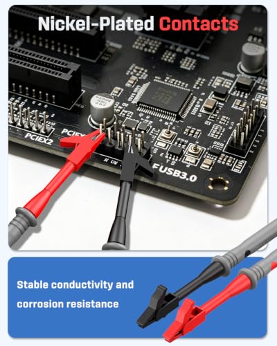 Vibit 11 Pcs Multimeter Leads Kit, Multimeter Test Leads with 6 Probe Tips, Alligator Clips & Mini Wrench, Insulated Meter Leads, Multimeter Probes for Electrical Testing & Automotive - size: 11 PCS(6 Probe Tips)