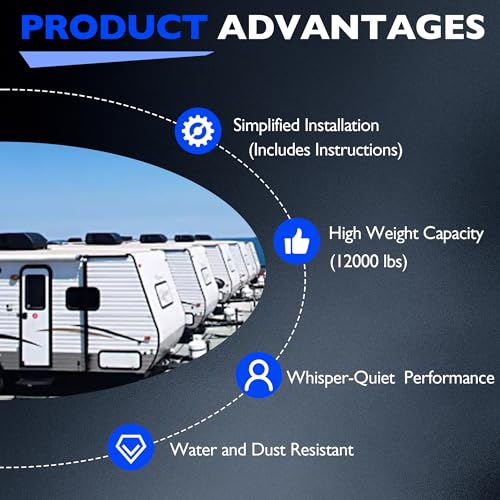 1824200100 Electric Powered Trailer Jack Kit - 12,000 lbs, 12V, Heavy-Duty Powered Drive Kit with Single Speed Jacks and Control Switch - Weather-Resistant for RVs, Campers, and Trailers