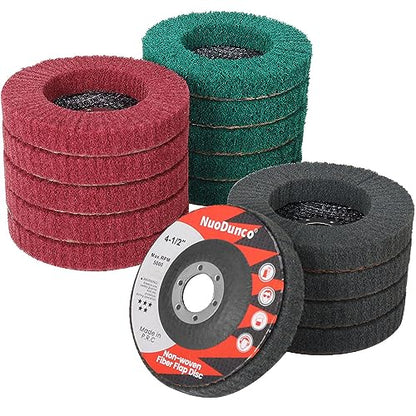 15Pcs 180# 320# 600# Scour Flap Disc 4 1/2 Inch Angle Grinder Attachment for Metal & Wood Scouring Pads Polishing Wheel Sanding Disc Paint Rust Remover - color: Green/Maroon/Gray, size: 180/320/600 Grit - 15Pcs
