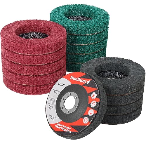15Pcs 180# 320# 600# Scour Flap Disc 4 1/2 Inch Angle Grinder Attachment for Metal & Wood Scouring Pads Polishing Wheel Sanding Disc Paint Rust Remover - color: Green/Maroon/Gray, size: 180/320/600 Grit - 15Pcs