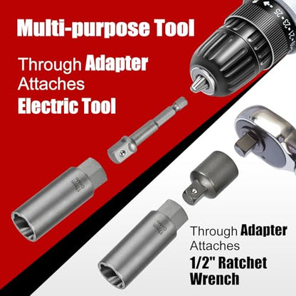 16pcs Bolt Extractor Kit, Stripped Bolt Extractor Set, Deep Long Easy Out Set, Lug Nut Remover Socket Tool for Studs, Damaged, Frozen, Rusted, Rounded-Off Bolts, Nuts - size: 16PCS