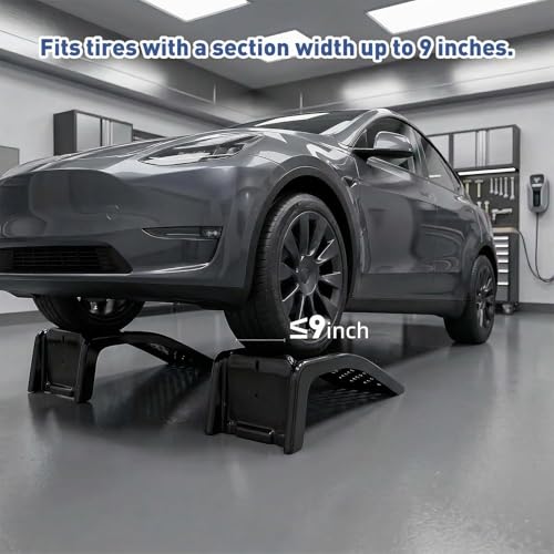 Heavy Duty Car Ramps for Oil Changes, 2 Pack Solid Steel Vehicle Ramps, 8,000 LBS Capacity Per Pair, 35" x 12" x 9.5", Auto Service Ramps, 9" Tire Track Width, Traction Hole Surface, Black - color: Black