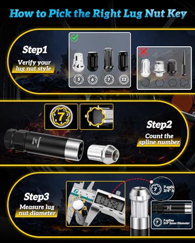 Spline Lug Nut Socket Set | 5/6/7/12 Spline Wheel Lock Removal Kit | 5 Spline Lug Nut Key, 6 Spline Lug Nut Socket,7 spline lug nut key, 12 Point Wheel Lock Key,