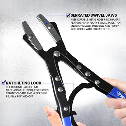 SMOTIVEPRO 3PCS Hose Pinch Off Pliers Set with Ratchet Lock, 8"/10"/12" | Carbon Steel Hose Clamp Pliers, 1.65" Max Opening, Secure Clamping Without Hose Damage, For Radiator, Coolant & Fuel Lines - size: 3pcs Hose Pinch Pliers Set