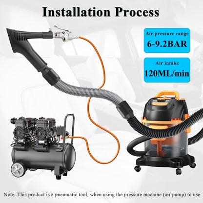 GOCCIDA 2IN1 Tornado Car Cleaning Gun & Vacunm Gun with Ergonomic Grip | Multifunctional Car Cleaning Kit with Metal Nozzle,Extractor Vacuum Set Quickly Blasts Dirt and Dust from Surface with Air - color: silver
