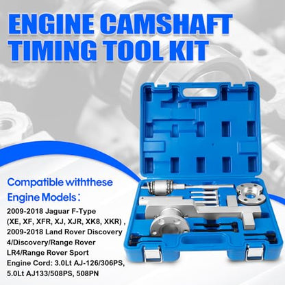 Professional Timing Tool Kit for Jaguar & Land Rover 3.0L V6 / 5.0L V8 Supercharged Engines (2010+ My) - Includes Camshaft Lock, Crankshaft Pulley Puller & Installer, Fuel Injector Puller