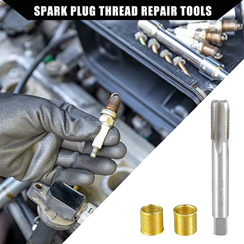 Outer Universal Spark Plug Thread Repair Tools Set with M12x1.25 Inner Thread Inser and M14x1.25 Tap/Engine Repair Tools/Durable/Gold Tone