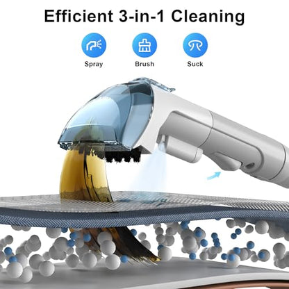 Carpet Cleaner Machine Upholstery - 450W Shampooer Couch Cleaning Portable Vacuum Rug Sofa Car Seat Fabric Mattress Pet Spot Extractor for Furniture Water Hand Held Scrubber Small Deep Washer