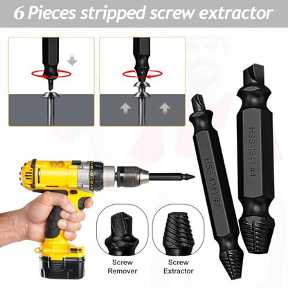 6PCS Damaged Screw Extractor Tools Sets, Stripped Screws Nuts & Bolts Drill Bit Tools for Easy Removal(Black) - color: Black
