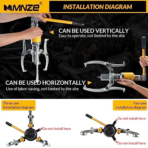 Hydraulic Gear Puller Kit 20 Ton Hydraulic Capacity Puller 2 or 3 Jaws Bearing Pulling Hub Separator Hydraulic Puller Separator Tool Kit Set for Drawing Machine Pulling Hubs Gears Flanges