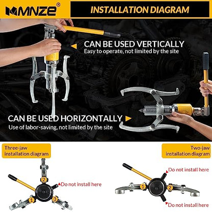 Hydraulic Gear Puller Kit 20 Ton Hydraulic Capacity Puller 2 or 3 Jaws Bearing Pulling Hub Separator Hydraulic Puller Separator Tool Kit Set for Drawing Machine Pulling Hubs Gears Flanges