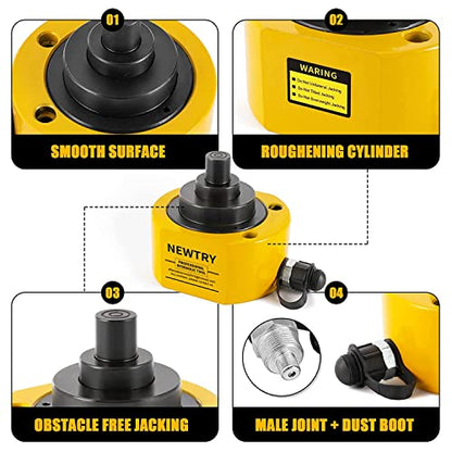 NEWTRY Hydraulic Ram Jack 100 ton Hydraulic Cylinder Low Profile Ram Jack Multi-Section 2.72” Stroke Lifting Cylinder Mini, Portable for Machinery, Bridge, Construction - size: 100T