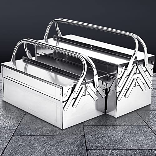 Dioche Metal Cantilever Tool Box – 3-Layer Folding Stainless Steel Auto Maintenance Organizer, 5-Tray Portable Pit Toolbox (460) - size: 460