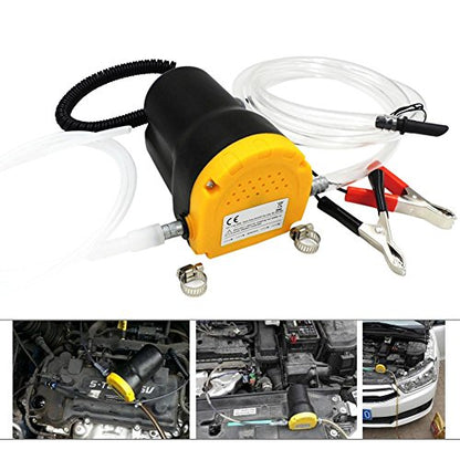 12V Oil Change Pump, Electric Fluid Extractor with Alligator Clips, Portable Car Oil Transfer Pump with Tubes