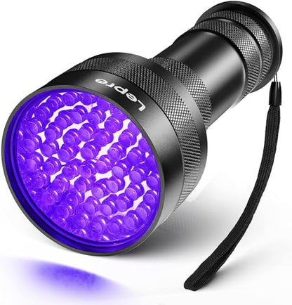 Lepro 51 LEDs UV Light Handheld Blacklight, UV Flashlight Black Light, 395nm Detector for Pet Urine, Stains, Bed Bug and Scorpions, Battery Not Included