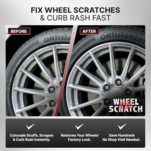 Wheel Scratch Fix® Silver Magic Car Scratch Remover Pen - Alloy Wheel Touch Up Paint Pen for Cars, Curb Rash Removal with Fast-Drying & Long-Lasting OEM Finish, Vehicles Rim Repair Paint for Chip (Light Silver (Pen Only)) - color: Silver - Light - Touch-U